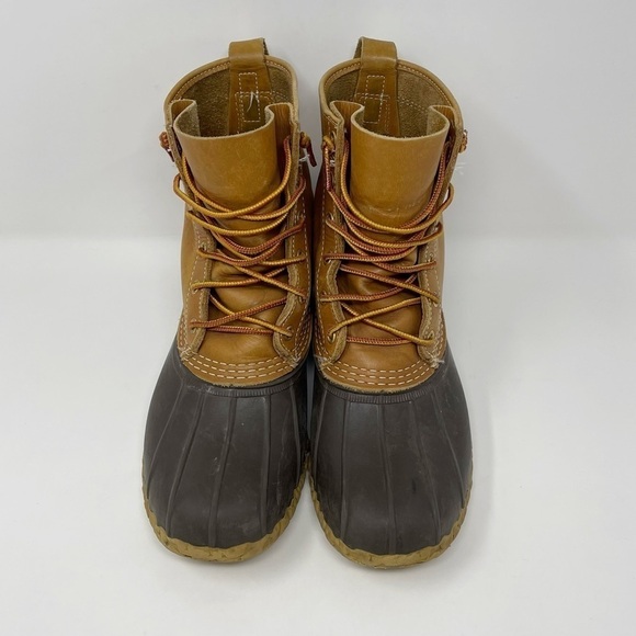 Vintage LL Bean Brown Leather Lace Up Unlined Hunting Ankle Duck Boots - Picture 2 of 11